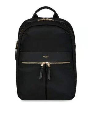 Knomo Black Nylon Backpack with Gold Hardware and leather accents